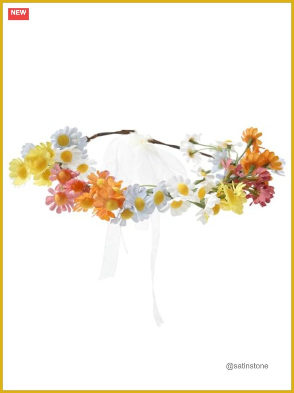 Boho Sunflower Floral Crown Adjustable Hippie Headband Women